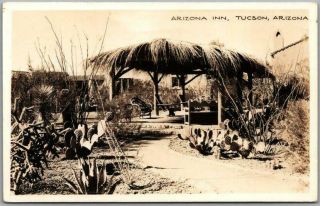 Vintage 1930s Tucson,  Arizona Rppc Photo Postcard Arizona Inn Patio View