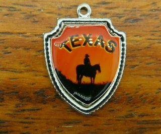 Vintage Sterling Silver Texas State Cowboy Horse Travel Shield Charm 47 - 18