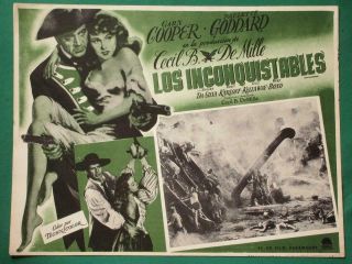 Gary Cooper Unconquered Paulette Goddard Boris Karloff Mexican Lobby Card 1