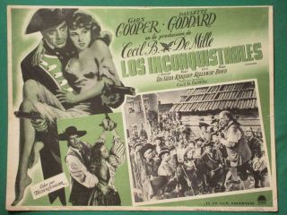 Gary Cooper Unconquered Paulette Goddard Boris Karloff Mexican Lobby Card 2
