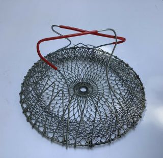 Vintage Antique 9” Collapsible Metal Wire Mesh Egg (gathering) Basket W/ Handle