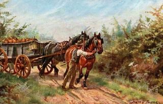 Vintage Tuck Art Postcard: Essex Lanes - Horses & Cart By Harry Payne
