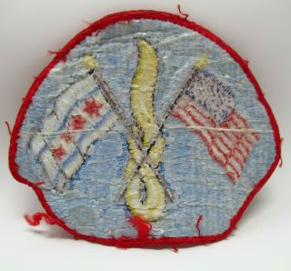 Vintage Patch - Arm Badge - Chicago Fire Department - Crossed Flags With Flame 3