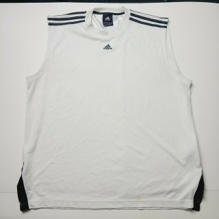 Vtg Adidas Mens Athletic Running Tank Top Shirt White/black Size Large