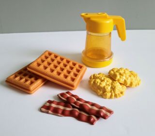 Vintage Fisher Price Fun With Food Breakfast Set Syrup,  Waffles,  Bacon,  Eggs