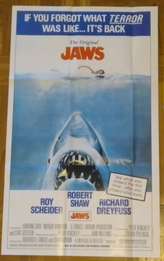 Htf 1981 Jaws Topps Movie Poster Giant 12x20 Pin Ups L@@k