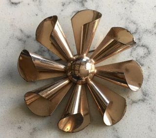 Vintage Monet Sterling Silver Gold Washed Flower Brooch Pin