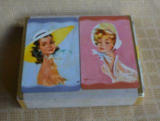 Vintage Playing Cards Guild By Witman Cover Pin Up Girls Boxed Decks