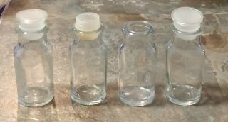 Set Of 4 Vintage Clear Glass Bottle Spice Jars W Stoppers
