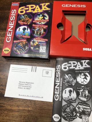 Vintage Sega Genesis No Game - 6 - Pak Cardboard Box Sonic Golden Axe Shinobi W20