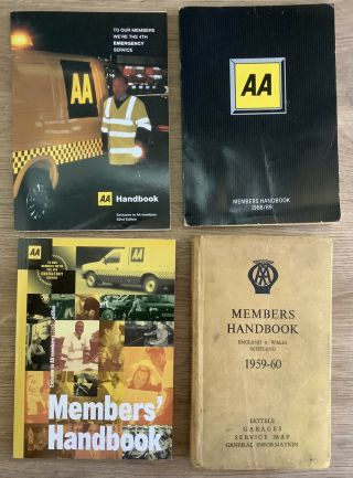Vintage 4x Aa Members Handbook Books 1959/60,  97/98,  88/89 & 52nd Edition