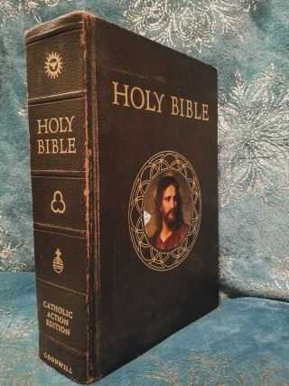 Holy Bible Catholic Action Edition Vintage 1953 Hardcover Illustrated