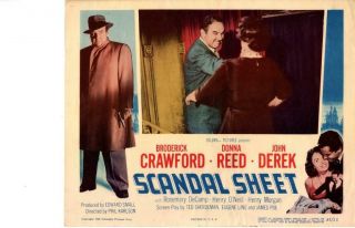 Scandal Sheet 1952 Release Lobby Card Noir Donna Reed Brod Crawford