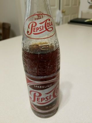 Vintage Pepsi - Cola Red And White 10 Fl Oz Glass Pop Bottle,  Evansville,  Indiana