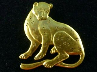 Vintage Mma Leopard Pin Brooch 1985 Gold Tone Cat Pin Metropolitan Museum