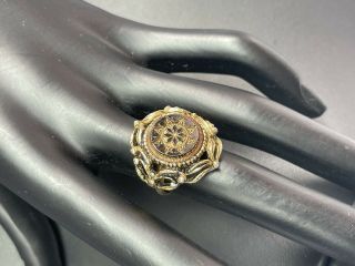 Vintage Designer Sphinx Black Jet Glass Victorian Style Ring Jewellery P82