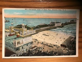 Vintage Postcard - Aeroplane View Of Steel Pier,  Atlantic City,  Nj - Posted 1924