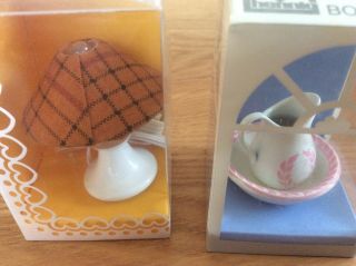 Vintage Bodo Hennig Dolls House Lamp And Wash Jug And Bowl,  In Boxes.