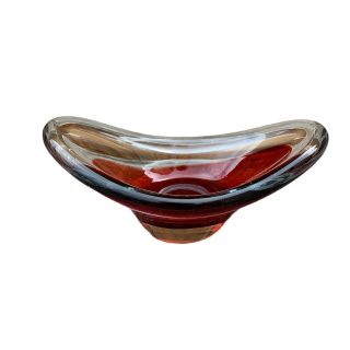 Vintage Mid Century Retro Red Art Glass Sommerso Bowl