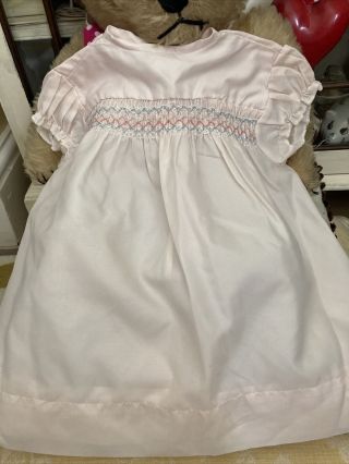 Vintage Baby Dress.  Size 3 - 6 Months Child Doll Bear Smock Design Pale Pink