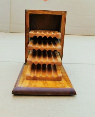 Vintage Wooden Cantilever Cigarette Box / Dispenser.  Holds Twenty Cigs.  Smoking.