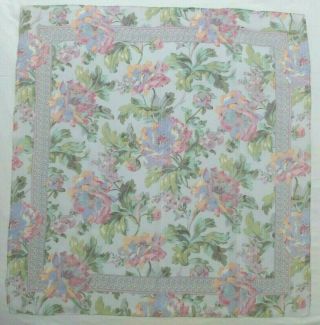 Vintage Liz Claiborne Light Blue/pink Floral 31 " 100 Silk Scarf Made In Japan