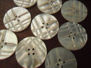 9x Large Vintage Mother Of Pearl Buttons - Over 1 "