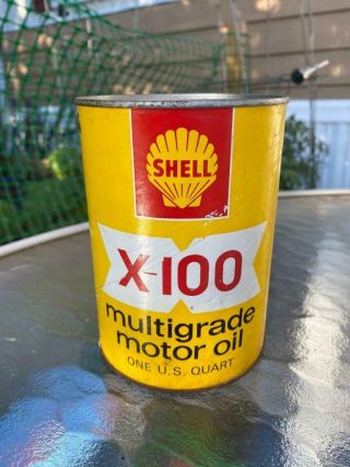 Vintage 1 Quart Shell X - 100 Multgrade Motor Oil Empty Cardboard Can