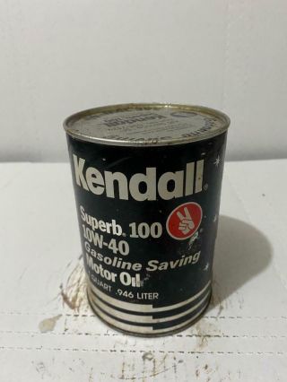 Vintage 1 Quart Kendall 100 10w - 40 Motor Oil Full Can Cardboard