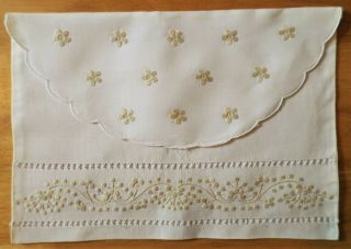 Vintage Cotton Hand Embroidered Nightdress Case Floral Cushion Cover Lace