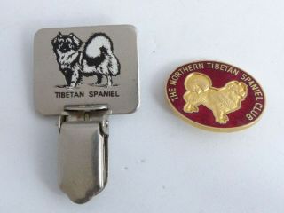 Tibetan Spaniel Northern Club Vintage Badge Brooch Pin,  Show Ring Clip