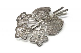 A Pretty Vintage Sterling Silver 925 Filigree Flower Design Brooch 1107