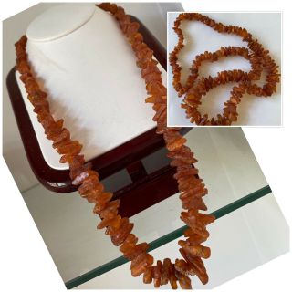 Vintage Jewellery Rough Cut Natural Amber Necklace