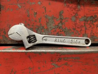 Vintage ‘king Dick’ 4” Adjustable Spanner Wrench Ideal Motorcycle Tool Kit Item