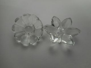 2 Realistic Flower Shaped Vintage Clear Glass Button 1 - 1/16 " & 7/8 " Rs