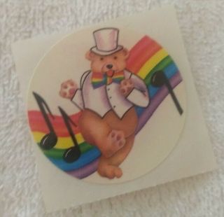 Vintage 80s Sticker Lisa Frank Teddy Bear Music Rainbow Top Hat 1982 91045 - 5