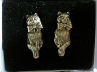 Vintage Avon Front To Back Cat Pierced Earrings With Surgical Steel Posts