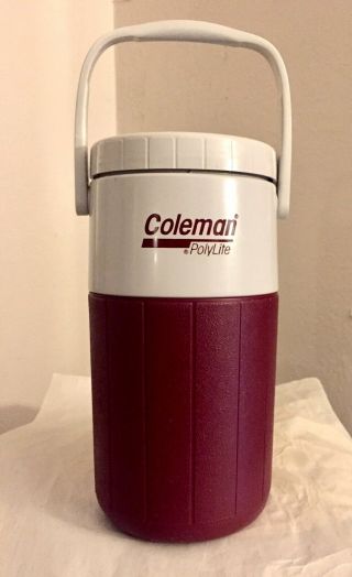 Vintage Coleman Polylite 1/2 Gallon Water Cooler Jug 5590 Burgundy