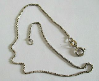 Delicate Vintage 925 Sterling Silver Box Chain Anklet 9 1/2 " Long 1 Mm Wide