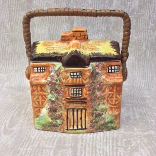Vintage Arthur Wood Cottage Shaped Biscuit Barrel Morton Old Hall Storage Jar