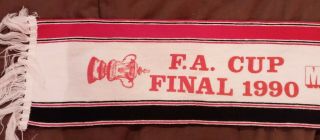 Vintage Manchester United FC Scarf 1990 Wembley FA Cup Final Football 2