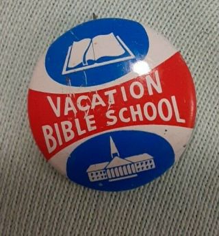 2 Vintage Vacation Bible School Pin Back Button Pins Church Religious Youth 1 "