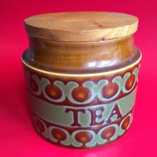 Vintage Hornsea Pottery Bronte Tea Storage Jar Container 11cm Ceramic Retro 1977
