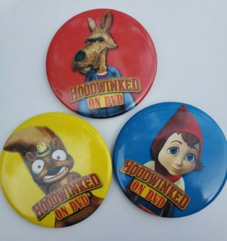 Hoodwinked Dvd Release Pin Back Promo Button Set Of 3