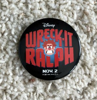 Wreck - It Ralph Movie Theater Promo Button Pin 2012 Walt Disney John C.  Reilly