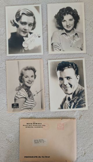 1930s 3 Autographed Movie Star Photographs Dick Powell Ruby Keeler Jean Parker