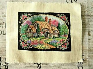 Vintage Hand Embroidered Picture Panel - French Knots With Tiny Cross Stitch