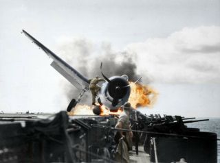 F6f Hellcat Crash Landing Onto Uss 8x10 Photo Print