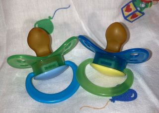 Playtex Vintage Orthodontic Latex Pacifiers Ortho Pro Pacifiers Green & Blue