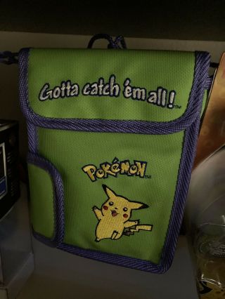 Vintage Nintendo Gameboy Color Pokemon Green Carrying Case Shoulder Bag Pikachu